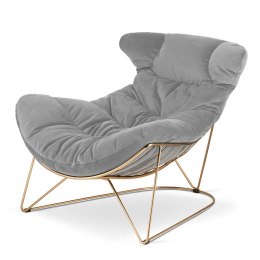 Malmo XZ Jasnoszary - designerski fotel-leżanka na złotej podstawie