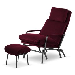 Fotel bujany z podnóżkiem Mane - komfortowy bordowy fotel do domu