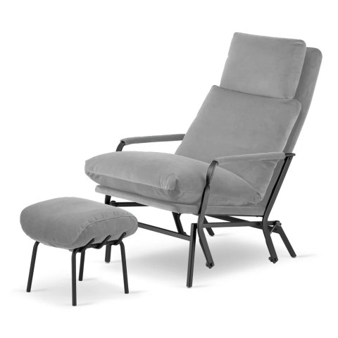 Designerski fotel z podnóżkiem Mane XZ Jasnoszary - nowoczesny fotel relaksacyjny
