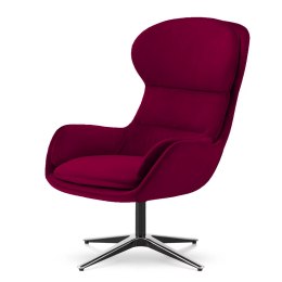 Designerski fotel Maribo bordowy velvet - komfortowy skandynawski fotel obrotowy z podłokietnikami do salonu