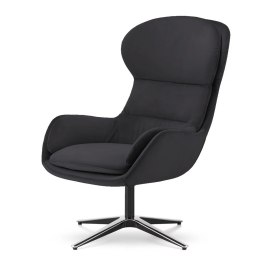 Fotel Maribo skandynawski, ciemnoszary velvet - stylowy fotel obrotowy z podłokietnikami do wnętrz premium