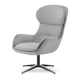Designerski fotel Maribo velvet jasnoszary - komfortowy skandynawski fotel obrotowy z podłokietnikami do salonu