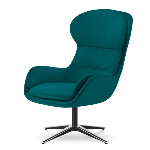 Fotel Maribo morski velvet - elegancki fotel wypoczynkowy z podłokietnikami w stylu skandynawskim