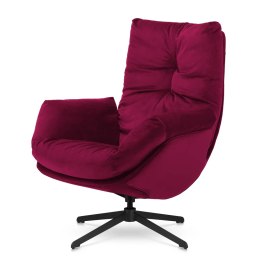 Nowoczesny fotel Mikeli Bordowy - velvet premium z czarną podstawą