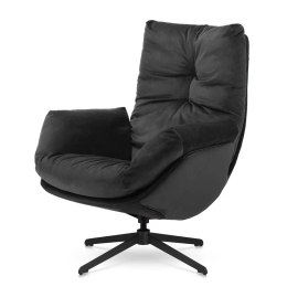 Fotel Mikeli ciemnoszary velvet - nowoczesny fotel do sypialni lub salonu