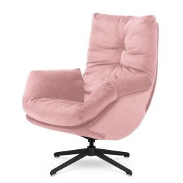 Fotel wypoczynkowy Mikeli velvet pudrowy róż, do salonu i sypialni