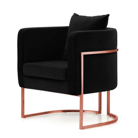 Fotel Miriam Velvet styl glamour czarny YA2313-20, podstawa różowe złoto - elegancki fotel do salonu i apartamentu