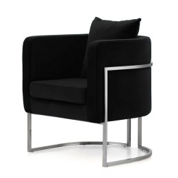 Fotel Miriam Velvet czarny YA2313-20 srebrna podstawa - elegancki fotel salonowy w stylu glamour