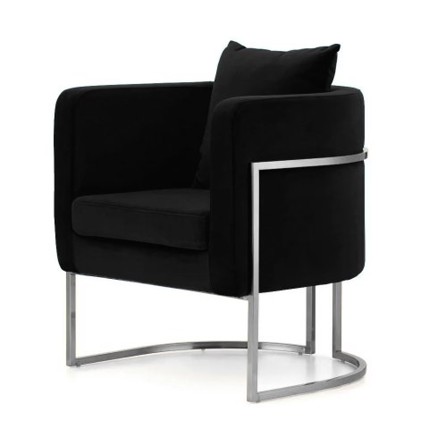 Fotel Miriam Velvet czarny YA2313-20 srebrna podstawa - elegancki fotel salonowy w stylu glamour