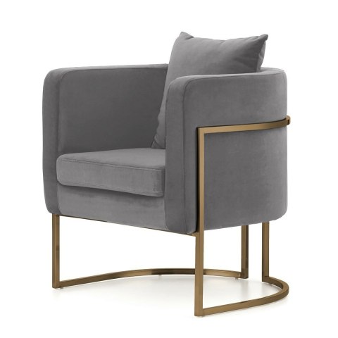 Fotel Miriam Velvet jasnoszary 5187-43 mosiądz - komfortowy fotel wypoczynkowy glamour