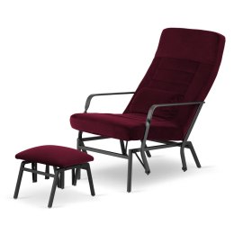 Fotel Ros XZ Bordowy z podnóżkiem - ergonomiczny fotel bujany i relaksacyjny