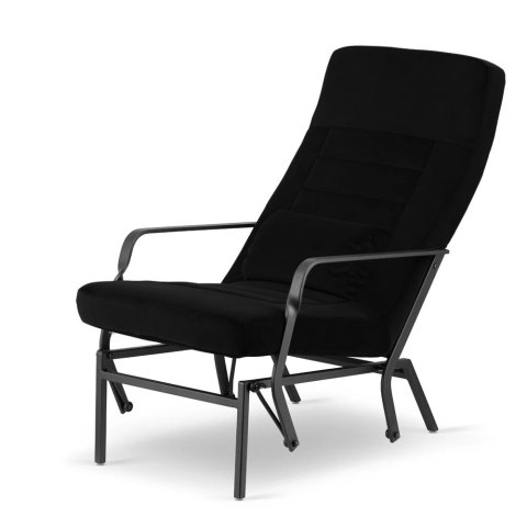 Nowoczesny fotel Ros XZ Czarny velvet - funkcja bujania i ergonomiczne wsparcie