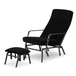 Fotel bujany Ros XZ Czarny z podnóżkiem - stylowy i ergonomiczny fotel do salonu