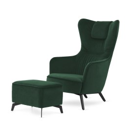 Designerski fotel Skive z podnóżkiem velvet 5187-51, elegancki fotel uszak do salonu i sypialni