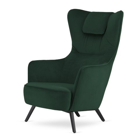 Fotel Skive uszak velvet butelkowy 5187-51, skandynawski komfort i elegancja