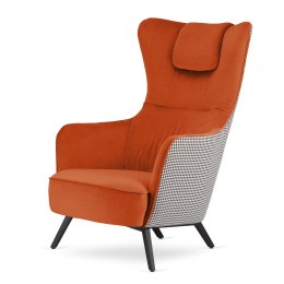 Fotel salonowy Skive uszak Pomarańczowy SWAN-05 / Pepitka wygodny i elegancki