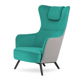 Fotel uszak Skive velvet Turkusowy SWAN-07 / Pepitka - skandynawski fotel wypoczynkowy do salonu i relaksu premium