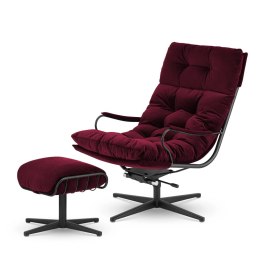 Fotel Sol z podnóżkiem pikowany XZ - elegancki fotel wypoczynkowy bordowy