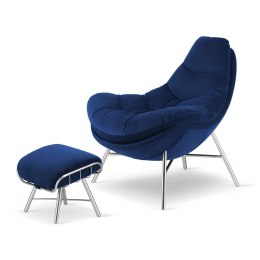 Fotel wypoczynkowy Sore z podnóżkiem XZ Granatowy velvet - stylowy fotel do domu