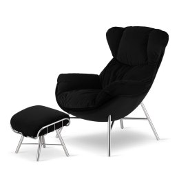 Fotel Sveg XZ Lounge velvet czarny - fotel uszak do nowoczesnych wnętrz