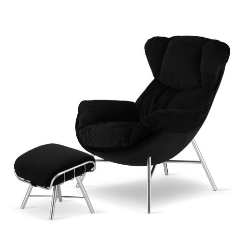 Fotel Sveg XZ Lounge velvet czarny - fotel uszak do nowoczesnych wnętrz