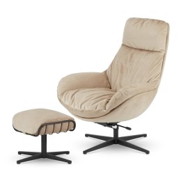 Designerski fotel Torsby XZ Beżowy z podnóżkiem - komfortowy i funkcjonalny
