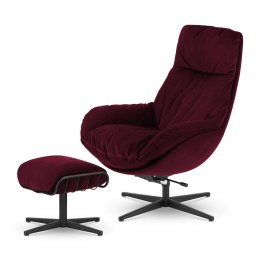 Fotel bujany Torsby z podnóżkiem XZ Bordowy - elegancki zestaw do relaksu