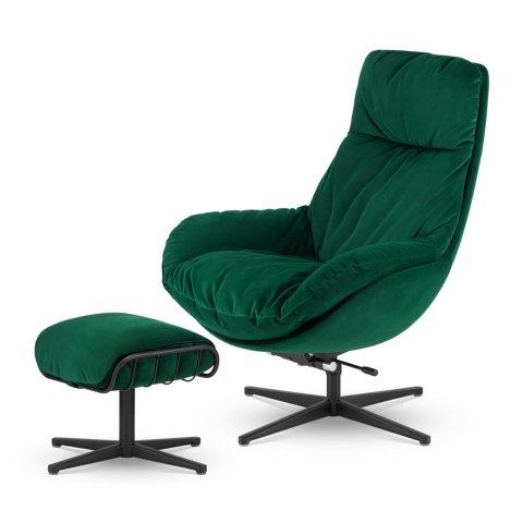 Elegancki fotel bujany z podnóżkiem Torsby butelkowy - design i wygoda