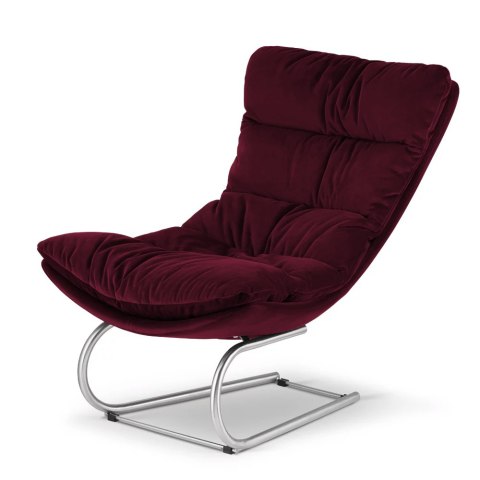 Fotel Trosa Bordowy XZ - stylowy fotel bujany velvet premium