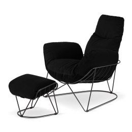 Komfortowy Fotel Vang XZ Czarny + Podnóżek Velvet - Nowoczesny Design i Luksusowy Wypoczynek
