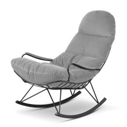 Fotel salonowy Vind na płozach XZ jasnoszary velvet SWAN-12 - stylowy fotel bujany skandynawski
