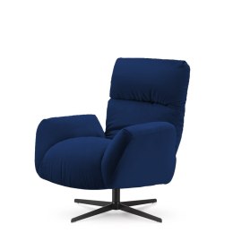 Fotel rozkładany Visby ciemnogranatowy velvet - elegancki fotel wypoczynkowy premium
