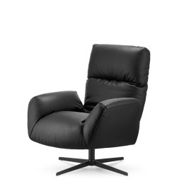 Stylowy fotel Visby rozkładany - czarna skóra naturalna, komfort i design do salonu