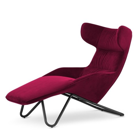 Nowoczesna leżanka Atero velvet bordowa - elegancki fotel wypoczynkowy do salonu