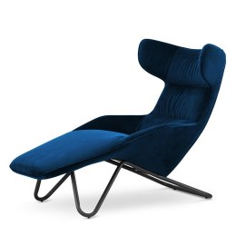 Designerska leżanka Atero velvet ciemnogranatowa - wygodny fotel do wnętrz w stylu glamour
