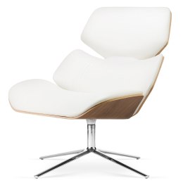 Fotel Bari Lounge Chair skóra naturalna Jasny orzech Biały - elegancki fotel do salonu