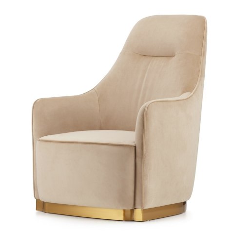 Fotel Bino beżowy velvet - elegancki glamour do salonu ze złotymi dodatkami