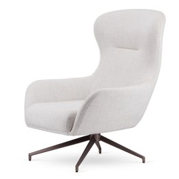 Fotel obrotowy Bottini Biały - Tapicerowany fotel uszak w stylu skandynawskim, wygoda i design w salonie
