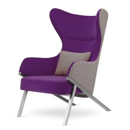 Fotel Classy Fioletowy pepitka srebrna podstawa - designerski akcent do wnętrz