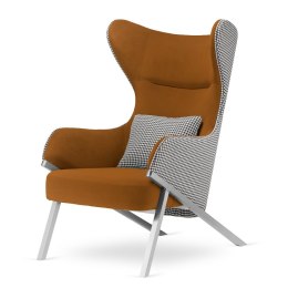 Fotel dekoracyjny Classy miodowy na srebrnej podstawie - luksusowy mebel do salonu w stylu glamour