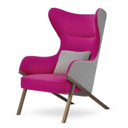 Luksusowy Fotel Classy Glamour Różowy - Elegancki Fotel Tapicerowany, Pepitka, Podstawa Mosiądz