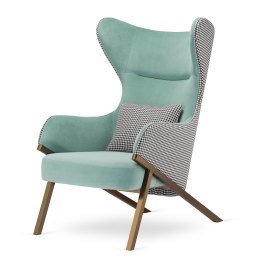 Designerski Fotel Glamour Turkusowy Classy - Uszak z Pepitką na Podstawie Mosiądz do Eleganckiego Salonu