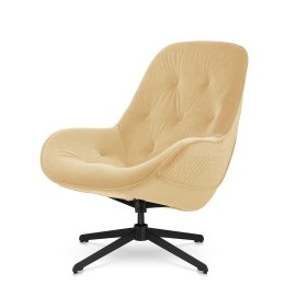 Fotel Colteno beżowy velvet - designerski, obrotowy, pikowany fotel salonowy