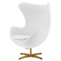 Wygodny fotel wypoczynkowy Egg Jajo Treviso jasna bukla, złota podstawa premium