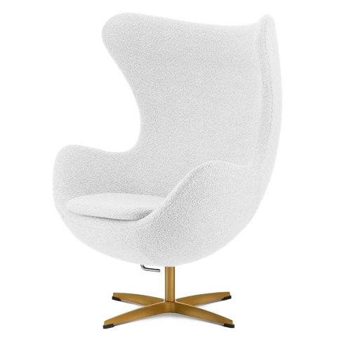 Wygodny fotel wypoczynkowy Egg Jajo Treviso jasna bukla, złota podstawa premium