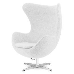 Fotel Egg Jajo Treviso Premium Teddy Jasna bukla z funkcją bujania i srebrną podstawą