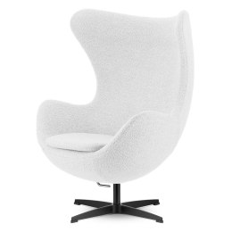 Stylowy fotel Egg Treviso jasna bukla na czarnej podstawie -obrotowy i bujany do salonu