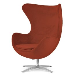 Fotel Jajo Premium Velvet Treviso Miedziany - Srebrna Podstawa, Designerski fotel wypoczynkowy