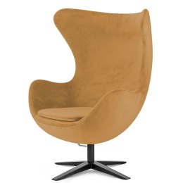Komfortowy fotel Egg Velvet Treviso Miodowy - Czarna Podstawa, Obrotowy do salonu