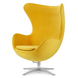 Designerski fotel Egg Treviso Żółty - Srebrna Podstawa, Obrotowy, Stylowy i Komfortowy do salonu